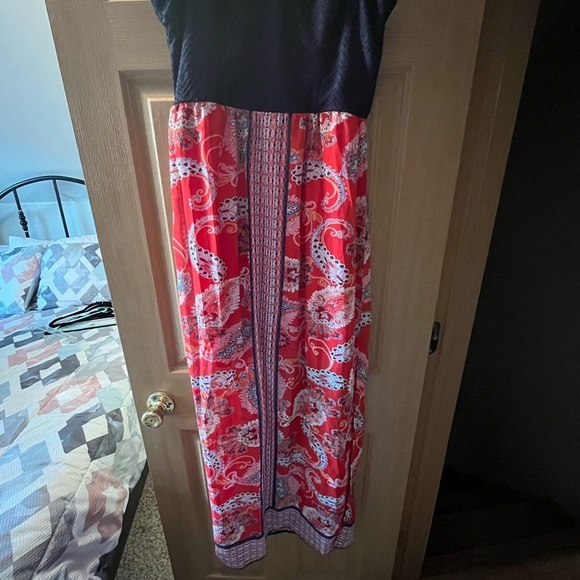 Strapless navy and red maxi dress - Picture 4 of 14